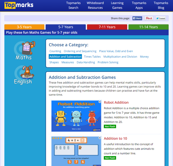 Addition and subtraction games